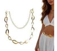 Women Waist Chain - Metal Link Body Chain Belt, Fashion Lobster Buckle Chunky Waist Jewelry for Dresses, Jeans, Skirts, Pants, Beach, Concerts, Festivals and Summer Outfit Styling Accessory