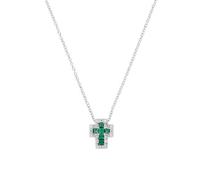 Amen Halskette Kreuz CLCRREBBVZ3 925er Silber mit weißen und grünen Zirkonia