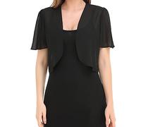Women's Bolero,Damen-Kurzarm-Shrug Sommer-Chiffon-Bolero-Cardigan Stickerei-Jacke Kurz Vorne Offen Elegante Schulterjacke Durchsichtig Überzug Für Kleider Schwarz 3XL