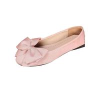 Womens Bow Flats Cute Slip on Ballet Flats Lightweight Comfortable Non Slip Work Flat Shoes Elegant Casual Office Dressy Flats for Women (39,Pink)