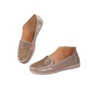 Women's Casual Platform Glitter Loafers, Sparkle Slip on Shoes Flats, Cute Bling Tennis Sneakers Party Holiday Casual Shoes (41,Gold)