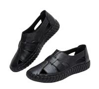Women's Casual Slip On Loafers Comfort Closed Toe Hand-Stitching Woven Cutout Leather Oxford Softsole Walking Sandals Summer Comfortable Soft Sole Non-Slip Slip On Loafer (Black,41)