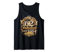 Womens Cheers to 62 Years Old EST 1964 62nd Birthday Queen Tank Top
