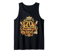 Womens Cheers to 70 Years Old EST 1956 70th Birthday Queen Tank Top