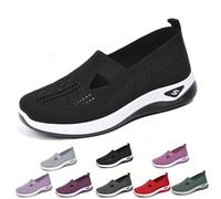 Women's Comfortable Breathable Knitted Sneakers,Knitted Sneakers for Women,Woven Cut-Out Orthopedic Sneakers Shoes,Lightweight Slip-On Walking Shoes Sknitted Breathable Sneakers (Black,US 6)
