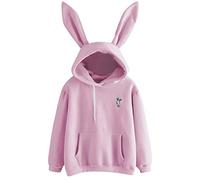Womens Cute Rabbit Ear Langarm Hoodie Solid Color Stickerei Pullover Pullover Kawaii Hoodie für Womens Bunny Cute Rabbit Ear Langarm Solid Color Stickerei Teen Girl Pullover Sweatshirt