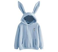 Womens Cute Rabbit Ear Langarm Hoodie Solid Color Stickerei Pullover Pullover Kawaii Hoodie für Womens Bunny Cute Rabbit Ear Langarm Solid Color Stickerei Teen Girl Pullover Sweatshirt