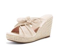 Womens Espadrilles Slip on Wedge Sandals Slides Bow Tie Platform Open Toe Summer Mules Shoes