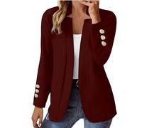 Womens Fall Clothes 2024 Fashion Fall Long Sleeve Notch Cardigans Coat Open Front Slim Fit Work Cropped Jackets Women's Coat Brown Jackets for Women Cardigan Damen (RD2, XL)