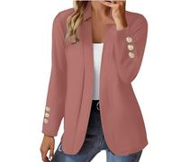 Womens Fall Clothes 2024 Fashion Fall Long Sleeve Notch Cardigans Coat Open Front Slim Fit Work Cropped Jackets Women's Coat Brown Jackets for Women Cardigan Damen (PK2, XXXL)