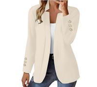 Womens Fall Clothes 2024 Fashion Fall Long Sleeve Notch Cardigans Coat Open Front Slim Fit Work Cropped Jackets Women's Coat Brown Jackets for Women Cardigan Damen (White, XXXXXL)