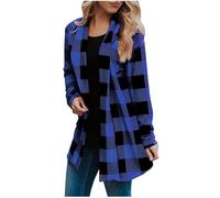 Womens Flannel Cardigan Buffalo Plaid Jacket Trendy Loose Fit Long Sleeve Kimono Fashion Fall Outfits with Pockets