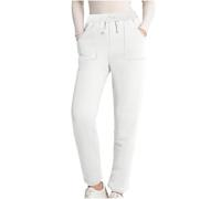 Womens Fleece Lined Sweatpants with Pockets Plus Size 2024 Trendy Lined Sweatpants Drawstring Elastic Pants Hosen Damen Stoff Schwarz Culotte Damen Wolle (White, S)