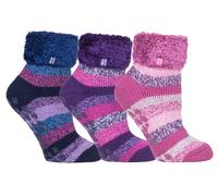 Womens Fluffy Slipper Bed Socks with Grips | Heat Holders | 3 Pair Multipack | Ladies Warm Fleece Lined Non Slip Socks | Winter Gifts for Her - Pack 5 US 37-40