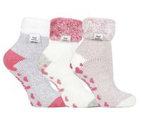 Womens Fluffy Slipper Bed Socks with Grips | Heat Holders | 3 Pair Multipack | Ladies Warm Fleece Lined Non Slip Socks | Winter Gifts for Her - Pack 6 US 37-40