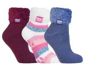 Womens Fluffy Slipper Bed Socks with Grips | Heat Holders | 3 Pair Multipack | Ladies Warm Fleece Lined Non Slip Socks | Winter Gifts for Her - Pack 1 US 37-40