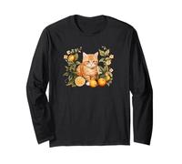 Womens Girls Kids Flowers Orange Tabby Cat Kitten Lover Langarmshirt