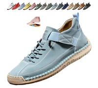 Women's Orthopedic Ankle Boots, Waterproof Leather Slip on Work Boots Lightweight Running Walking Shoes Outdoor Slip on Booties for Hiking Camping Driving (42,Lake Blue)