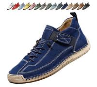 Women's Orthopedic Ankle Boots, Waterproof Leather Slip on Work Boots Lightweight Running Walking Shoes Outdoor Slip on Booties for Hiking Camping Driving (43,Dark Blue)