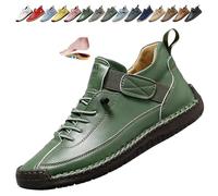 Women's Orthopedic Ankle Boots, Waterproof Leather Slip on Work Boots Lightweight Running Walking Shoes Outdoor Slip on Booties for Hiking Camping Driving (35,Green)