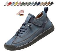 Women's Orthopedic Ankle Boots, Waterproof Leather Slip on Work Boots Lightweight Running Walking Shoes Outdoor Slip on Booties for Hiking Camping Driving (41,Blue)