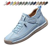 Women's Orthopedic Ankle Boots, Waterproof Leather Slip on Work Boots Lightweight Running Walking Shoes Outdoor Slip on Booties for Hiking Camping Driving (39,Sky Blue)