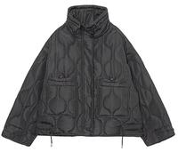 Women's Oversized Quilted Puffer Jacket Stand Collar Zip Up Lightweight Cropped Padded Winter Coat with Pockets (black,Small)