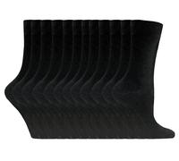 Womens Plain Cotton Rich Socks | 12 Pair Multipack | Sock Snob | Thin Comfy Colourful Crew Ankle Socks for Ladies - Black EU 37 - 42
