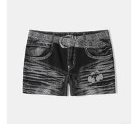 Women's Printed Mid Waist Shorts High Elasticity(Black XXL) | High elasticity fabric, mid waist fit, printed fashion design, regular length, comfortable stretch