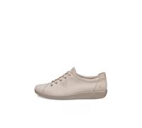 Schnürschuh ECCO "Ecco Soft 2.0", Damen, Gr. 42, creme, Leder, Schuhe Schnürschuh, Freizeitschuh, Halbschuh, Schnürschuh mit dezenter Logo Prägung (52826163-42) creme