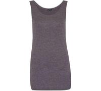Womens Scoop Neck Sleeveless Ladies Long Stretch Plain Vest Strappy T-Shirt Top Charcoal 40-42