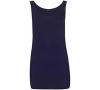 Womens Scoop Neck Sleeveless Ladies Long Stretch Plain Vest Strappy T-Shirt Top Navy 40-42