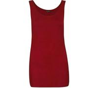 Womens Scoop Neck Sleeveless Ladies Long Stretch Plain Vest Strappy T-Shirt Top Wine 48-50
