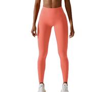 Women's Scrunch Workout High Waist Anti-Cellulite Push Up Yoga Pants Pockets Tummy Control Leggings (Color:Orange,Size:M)