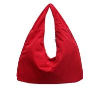 Women's Solid Color Textured Draped Tote Bag, Large Capacity All-Matching Underarm Pack, Casual Canvas Tote Bag, Large Fashion Tote Bag, for Shopping With Travel (Red)