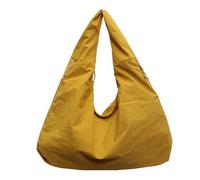 Women's Solid Color Tote, Textured Draped Bag, Nylon Carrier Large Capacity Stylish Shoulder Handbags Casual Carryall Purse for Everyday, 19.69x8.27x11.42 Inches, gelb, riferimento alla