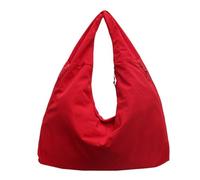 Women's Solid Color Tote, Textured Draped Bag, Nylon Carrier Large Capacity Stylish Shoulder Handbags Casual Carryall Purse for Everyday, 19.69x8.27x11.42 Inches, rot, riferimento alla