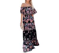 Women's Sommer Eine Schulter Bedruckt GroßE Swing LäSsig Lose Pendler Urlaub Strand Kleid Lang