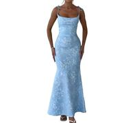 Women's Strap Ruched Satin Jacquard A-Line Prom Cocktail Gowns Maxi Dress