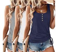 Womens Tank Tops 2025 3 Pack Summer Tank Tops for Women Casual Sleeveless U Neck Henley Top Shirts Trendy