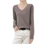 Women's V Neck Cashmere Sweaters Long Sleeve Lightweight Knitted Pullover Casual Loose Winter Warm Sweater Tops