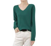 Women's V Neck Cashmere Sweaters Long Sleeve Lightweight Knitted Pullover Casual Loose Winter Warm Sweater Tops