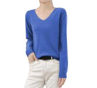 Women's V Neck Cashmere Sweaters Long Sleeve Lightweight Knitted Pullover Casual Loose Winter Warm Sweater Tops