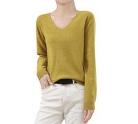 Women's V Neck Cashmere Sweaters Long Sleeve Lightweight Knitted Pullover Casual Loose Winter Warm Sweater Tops