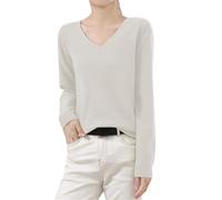Women's V Neck Cashmere Sweaters Long Sleeve Lightweight Knitted Pullover Casual Loose Winter Warm Sweater Tops