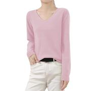 Women's V Neck Cashmere Sweaters Long Sleeve Lightweight Knitted Pullover Casual Loose Winter Warm Sweater Tops