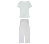 Women'secret Damen Long Pyjama Daily Stripes Pyjamas, grün, XL