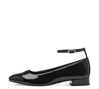 Tamaris Damen Riemchenballerinas, Frauen Flats,Ausgehschuhe,Abendschuhe,slip-ons,Riemchen,knöchelriemchen,Ballerinen,BLACK PATENT,40 EU