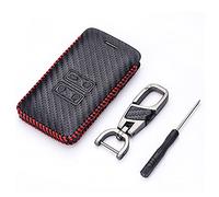 Wondder Carbon Fiber Leder Autoschlüsseletuis für Renault Koleos Kadjar Scenic Megane Sandero 4 Tasten Keyless Schlüsselanhänger Rot