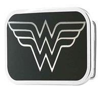 Wonder Woman DC Comics Superhero Black Logo Rockstar Gürtelschnalle, Schwarz
